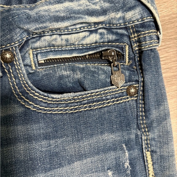 Express Rerock Barely Bootcut Denim Jeans size 12s - Picture 4 of 10